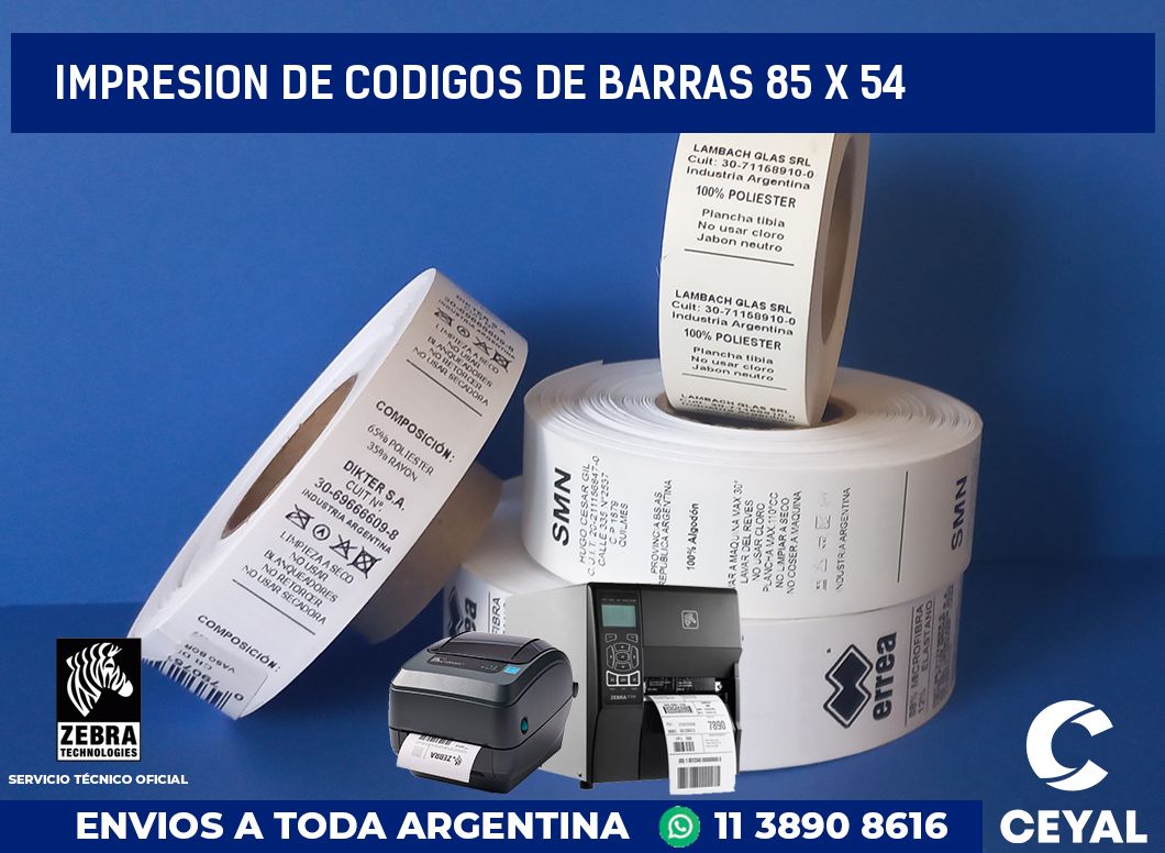 impresion de codigos de barras 85 x 54