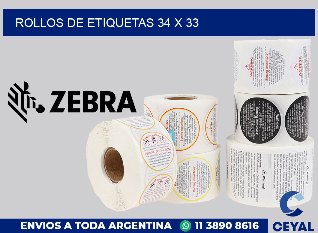 rollos de etiquetas 34 x 33