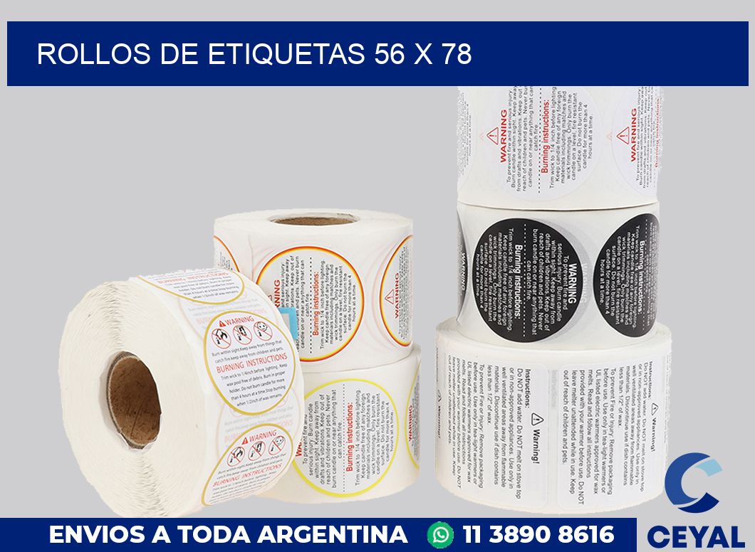 rollos de etiquetas 56 x 78