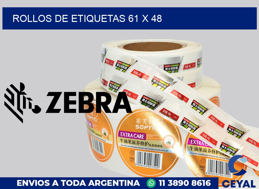 rollos de etiquetas 61 x 48