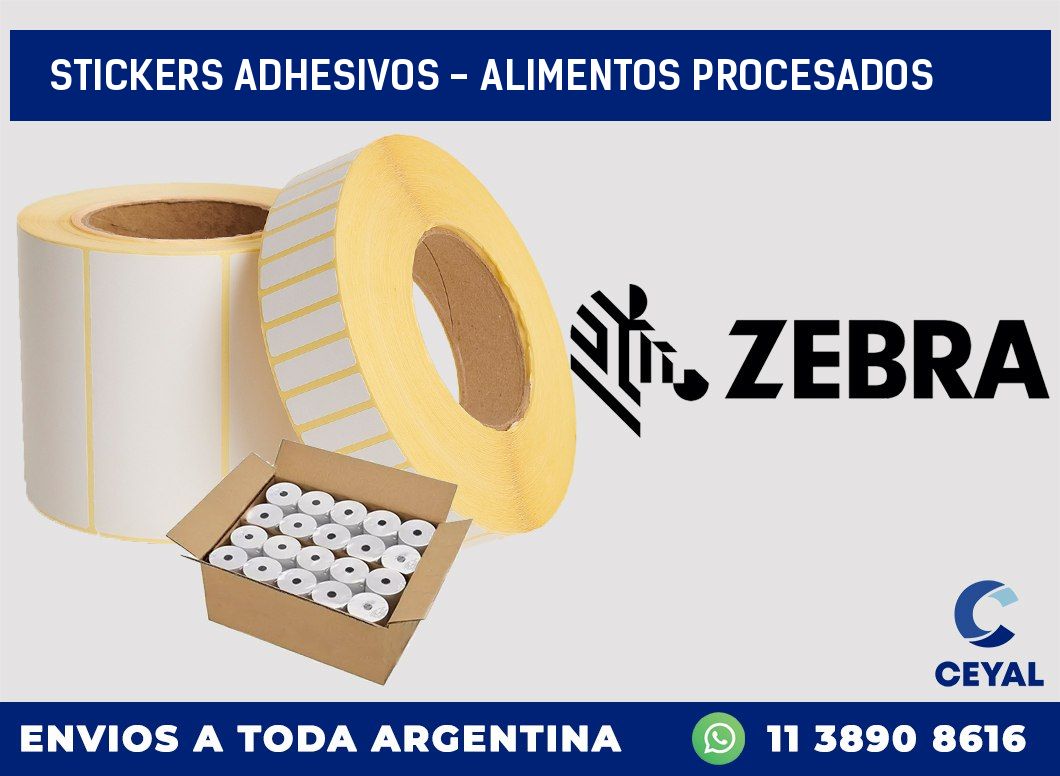 stickers adhesivos - alimentos procesados