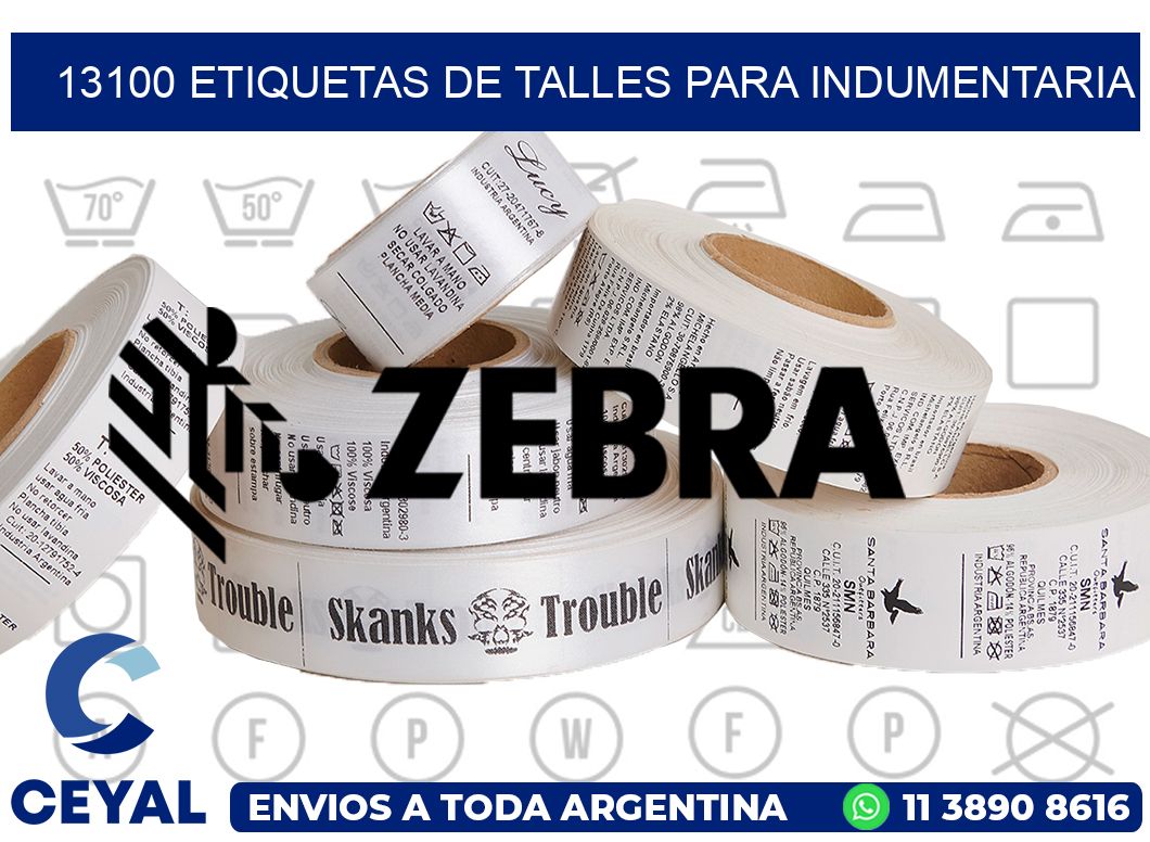 13100 Etiquetas de Talles para indumentaria