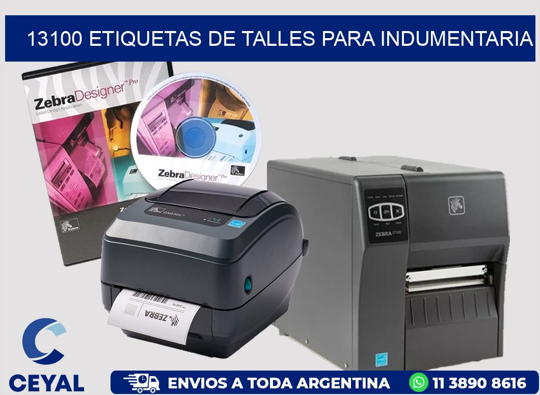 13100 Etiquetas de Talles para indumentaria