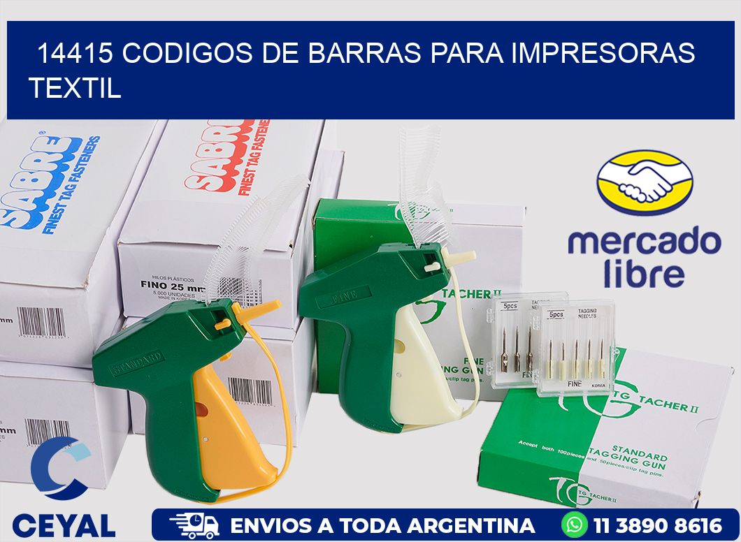 14415 codigos de barras para impresoras textil