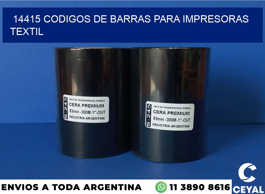 14415 codigos de barras para impresoras textil