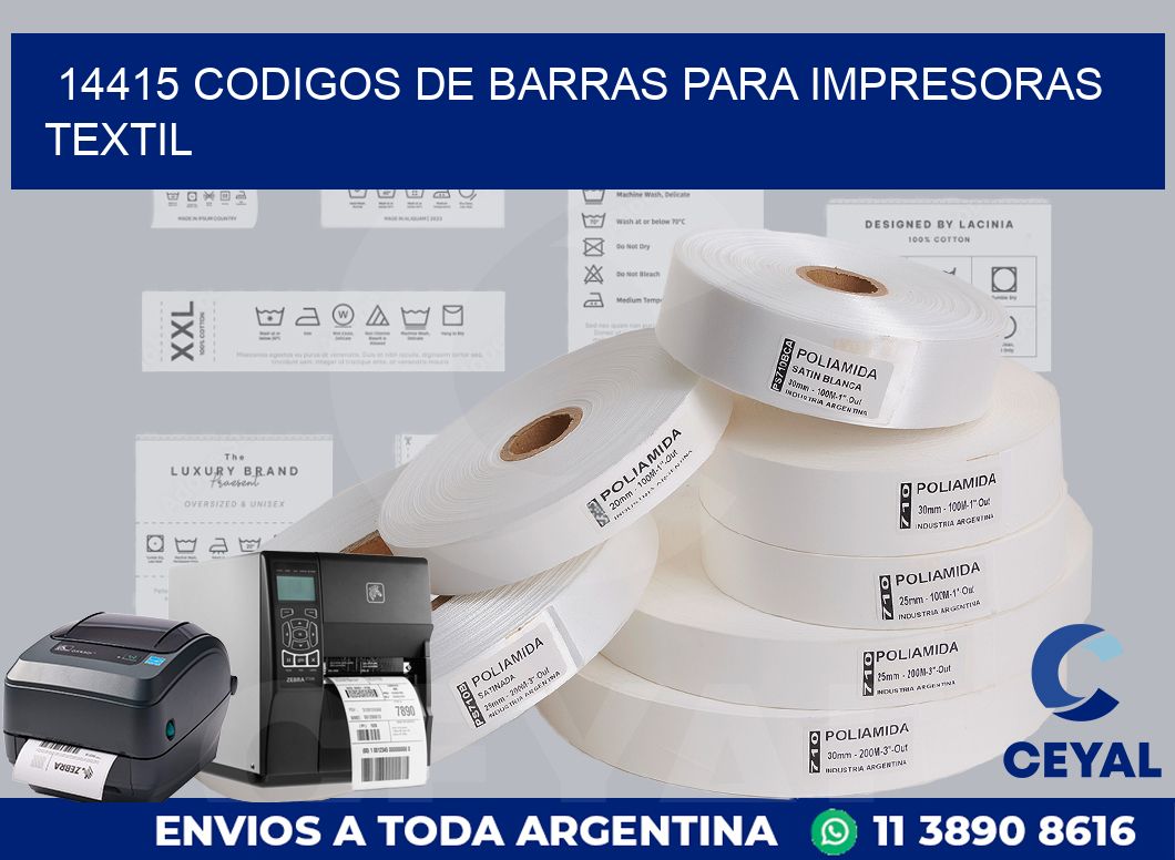 14415 codigos de barras para impresoras textil