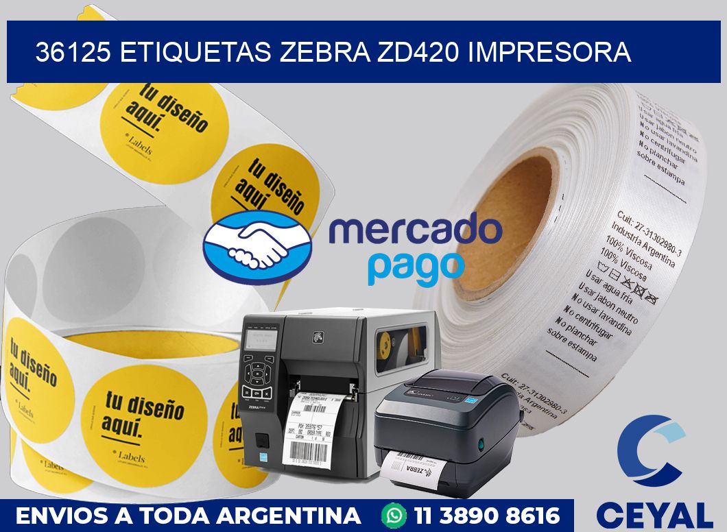 36125 etiquetas Zebra zd420 impresora