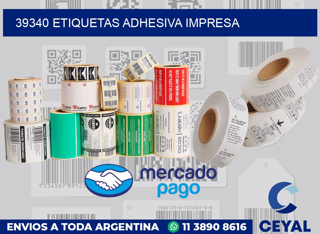 39340 etiquetas adhesiva impresa
