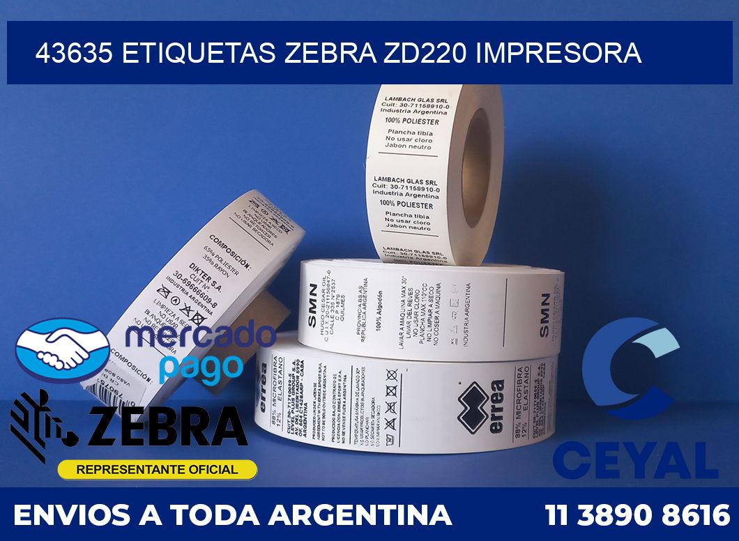 43635 etiquetas Zebra zd220 impresora