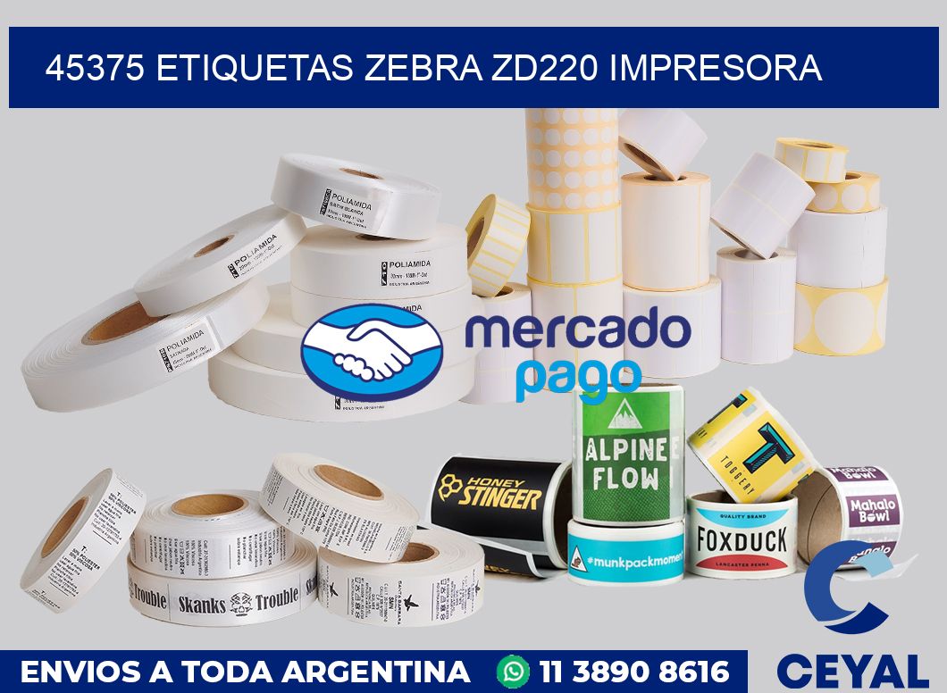 45375 etiquetas Zebra zd220 impresora