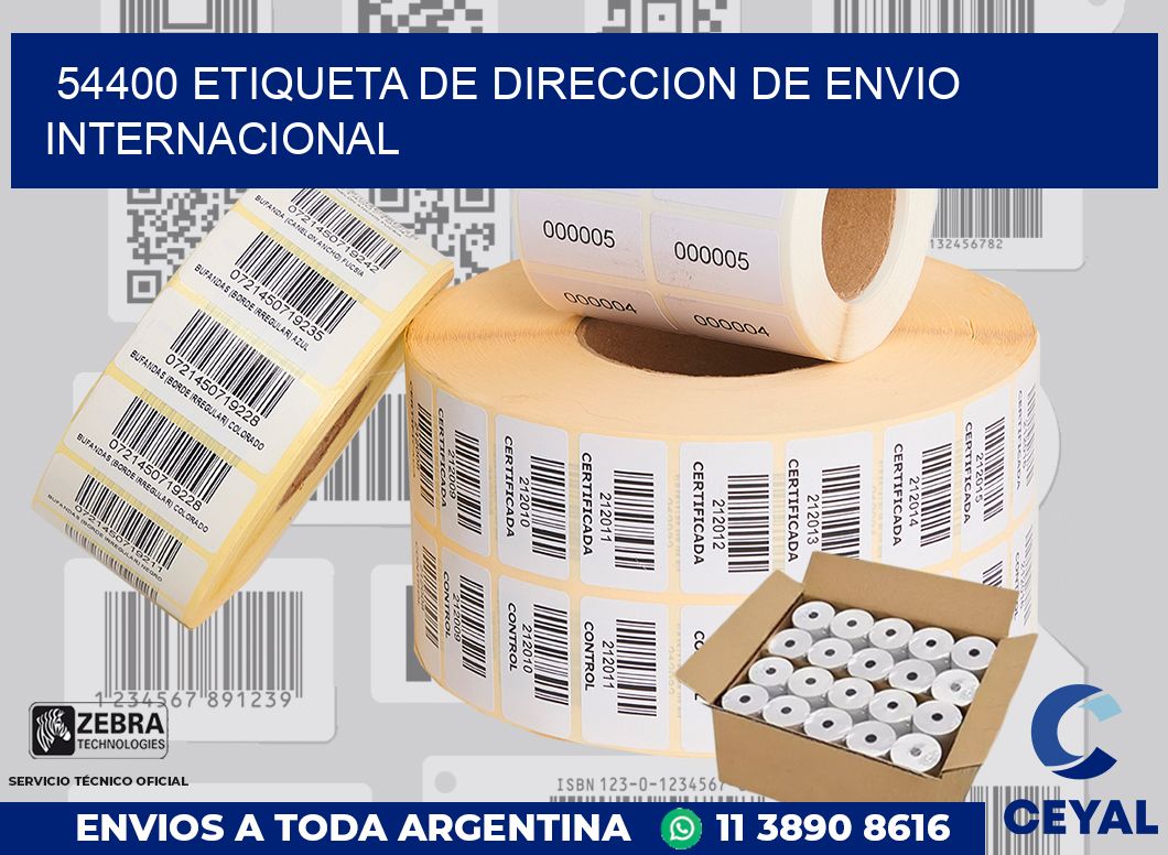 54400 Etiqueta de direccion de envio internacional