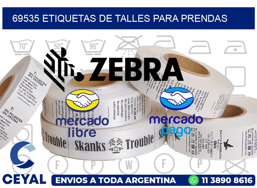 69535 Etiquetas de talles para Prendas