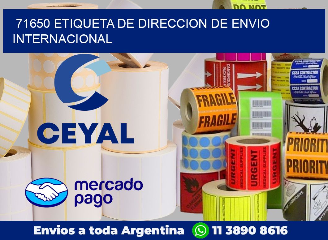 71650 Etiqueta de direccion de envio internacional