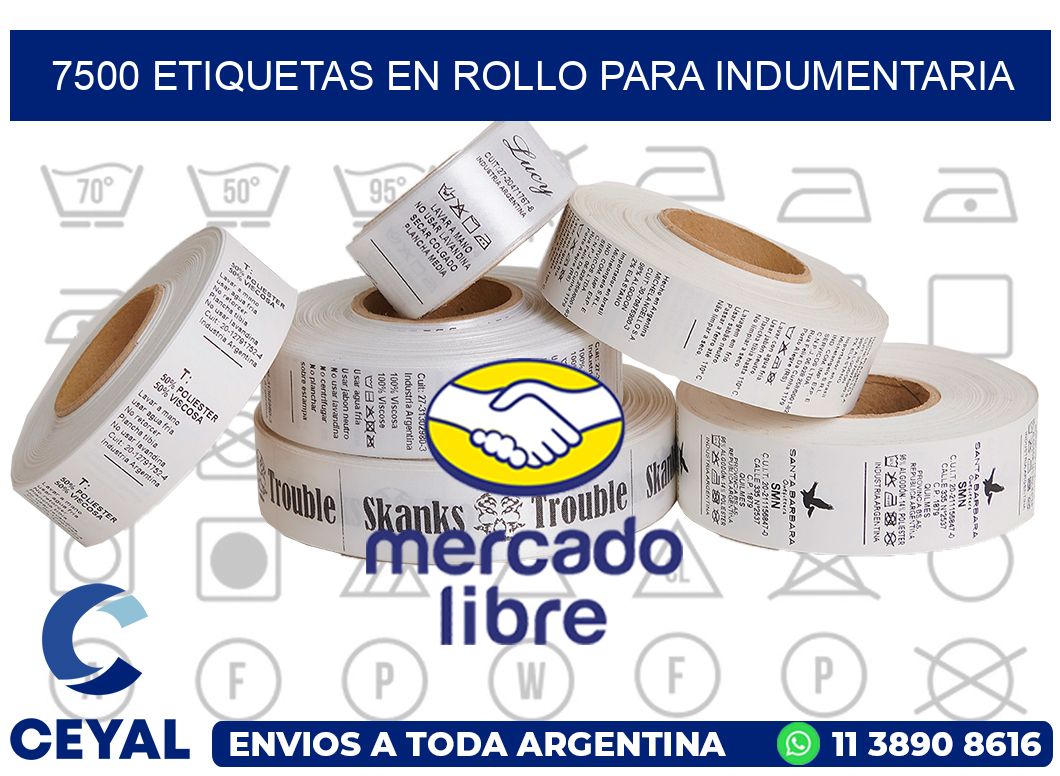 7500 Etiquetas en rollo para indumentaria