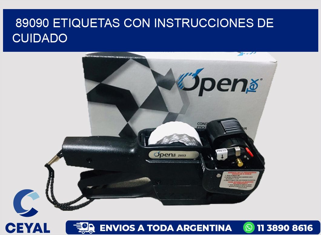 89090 Etiquetas con instrucciones de cuidado