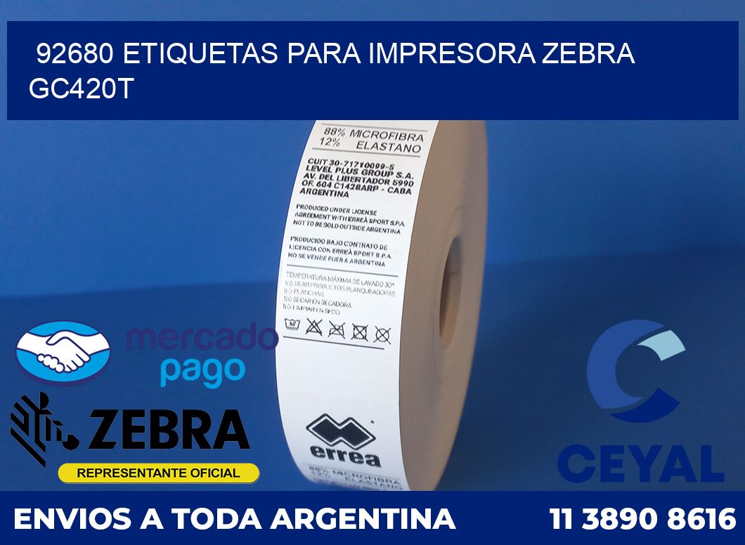 92680 etiquetas para impresora zebra GC420T