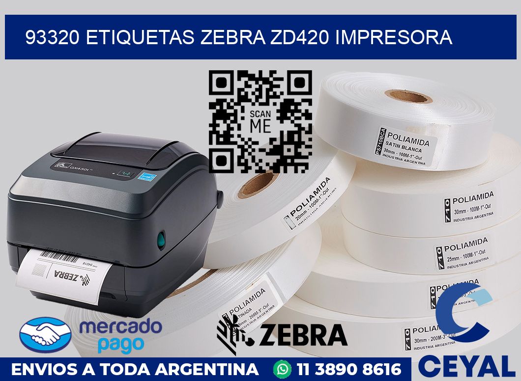 93320 etiquetas Zebra zd420 impresora