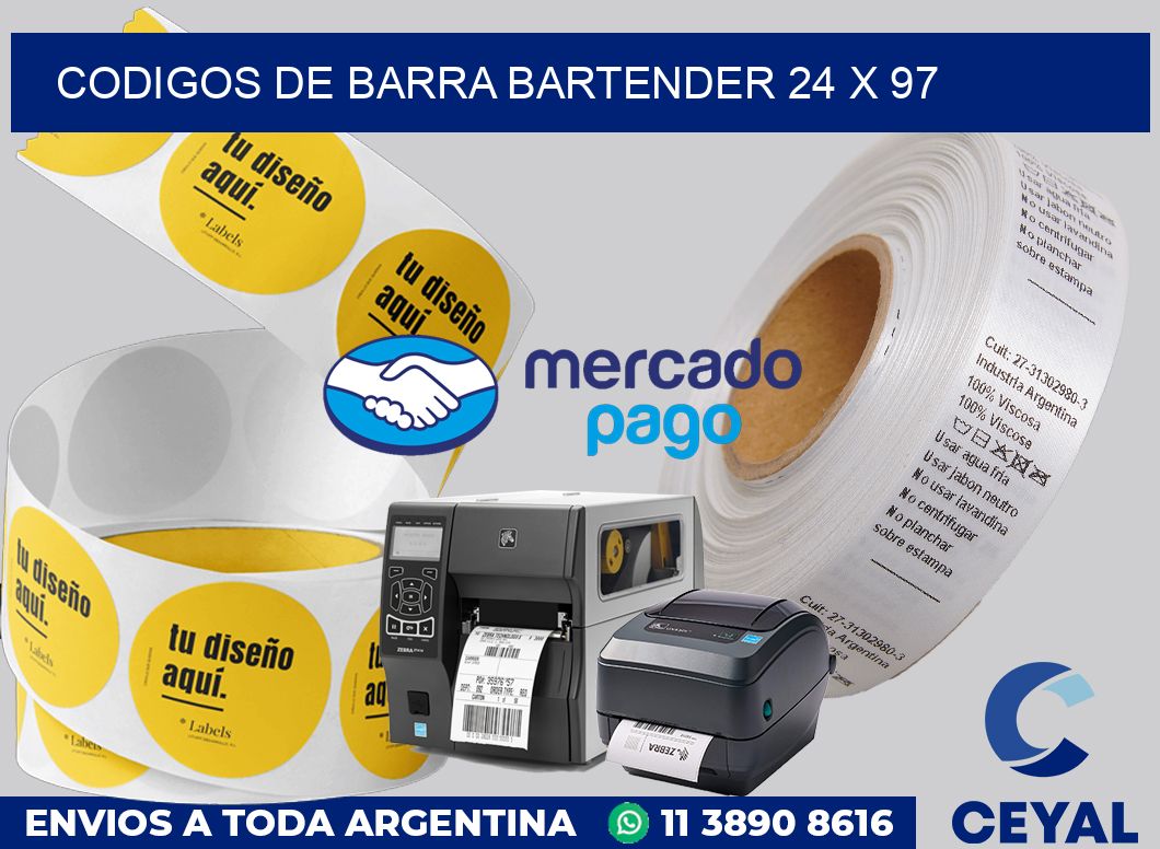 Codigos de barra Bartender 24 x 97