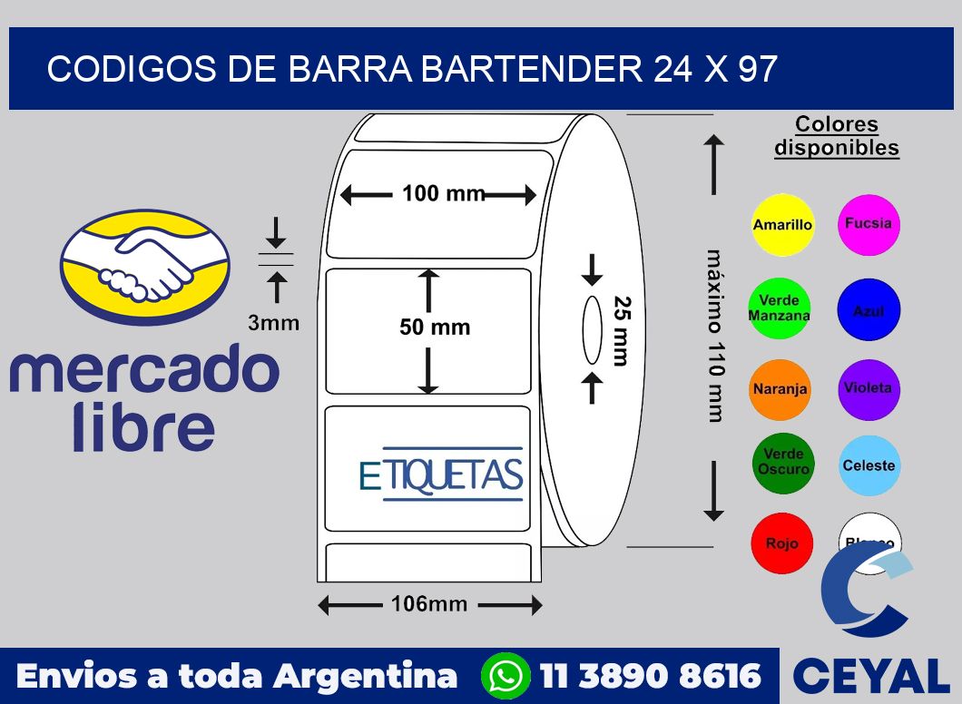 Codigos de barra Bartender 24 x 97