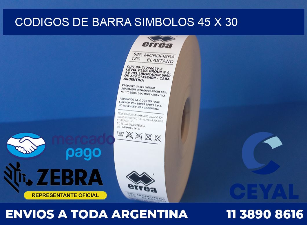 Codigos de barra simbolos 45 x 30