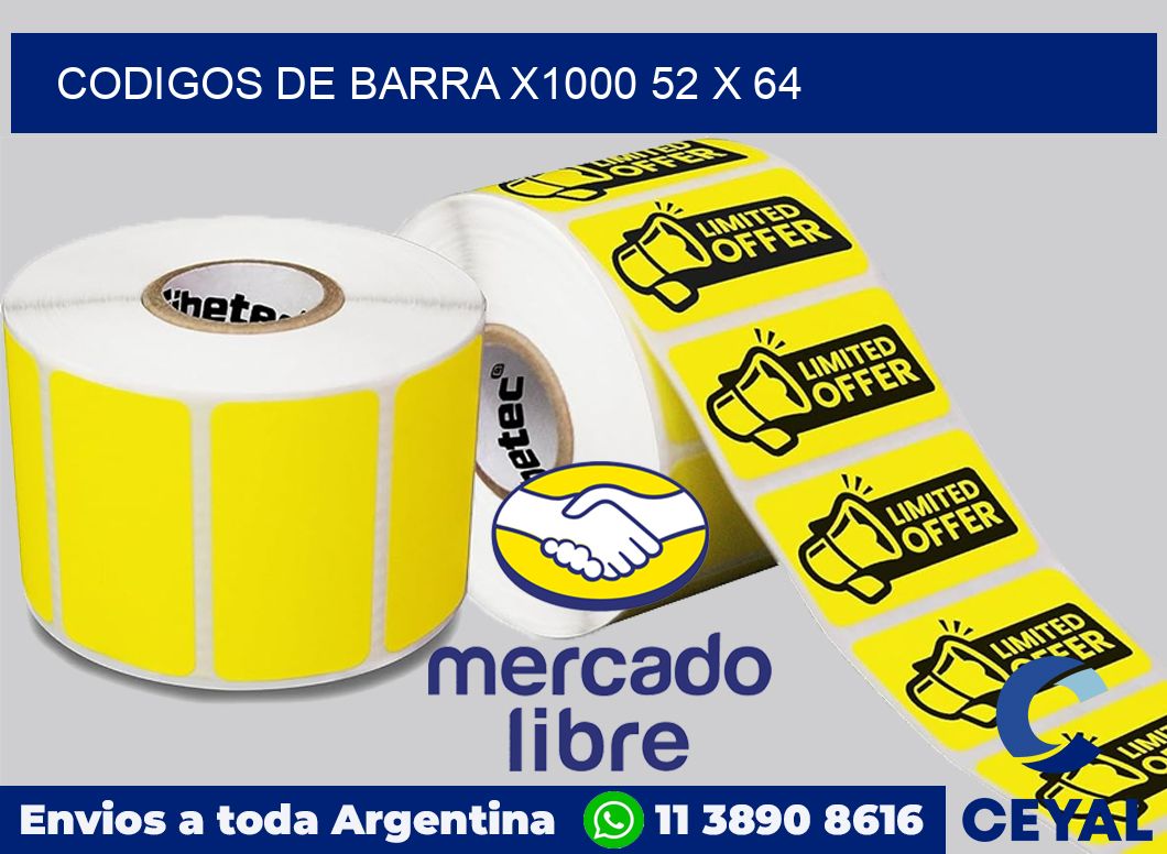 Codigos de barra x1000 52 x 64