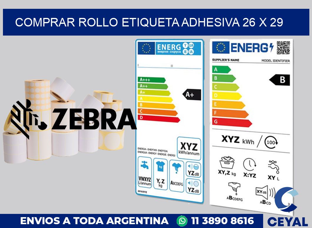 Comprar rollo etiqueta adhesiva 26 x 29