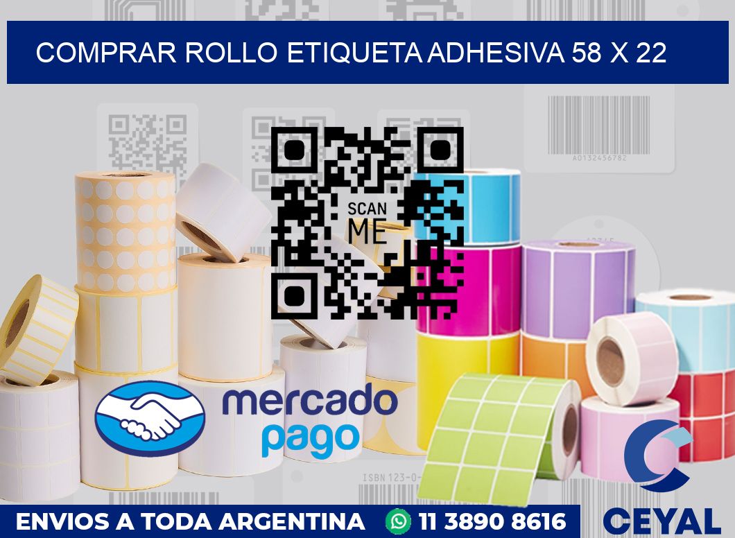 Comprar rollo etiqueta adhesiva 58 x 22