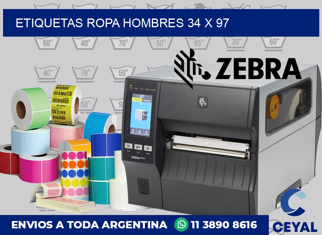 Etiquetas ropa hombres 34 x 97