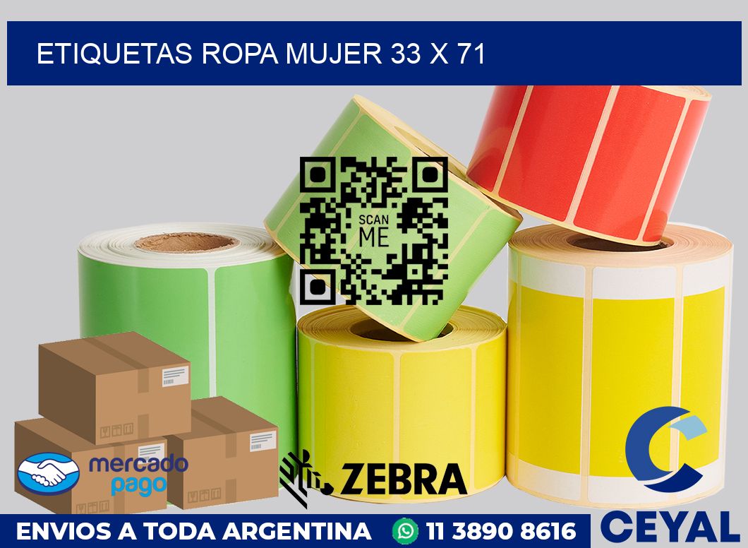 Etiquetas ropa mujer 33 x 71