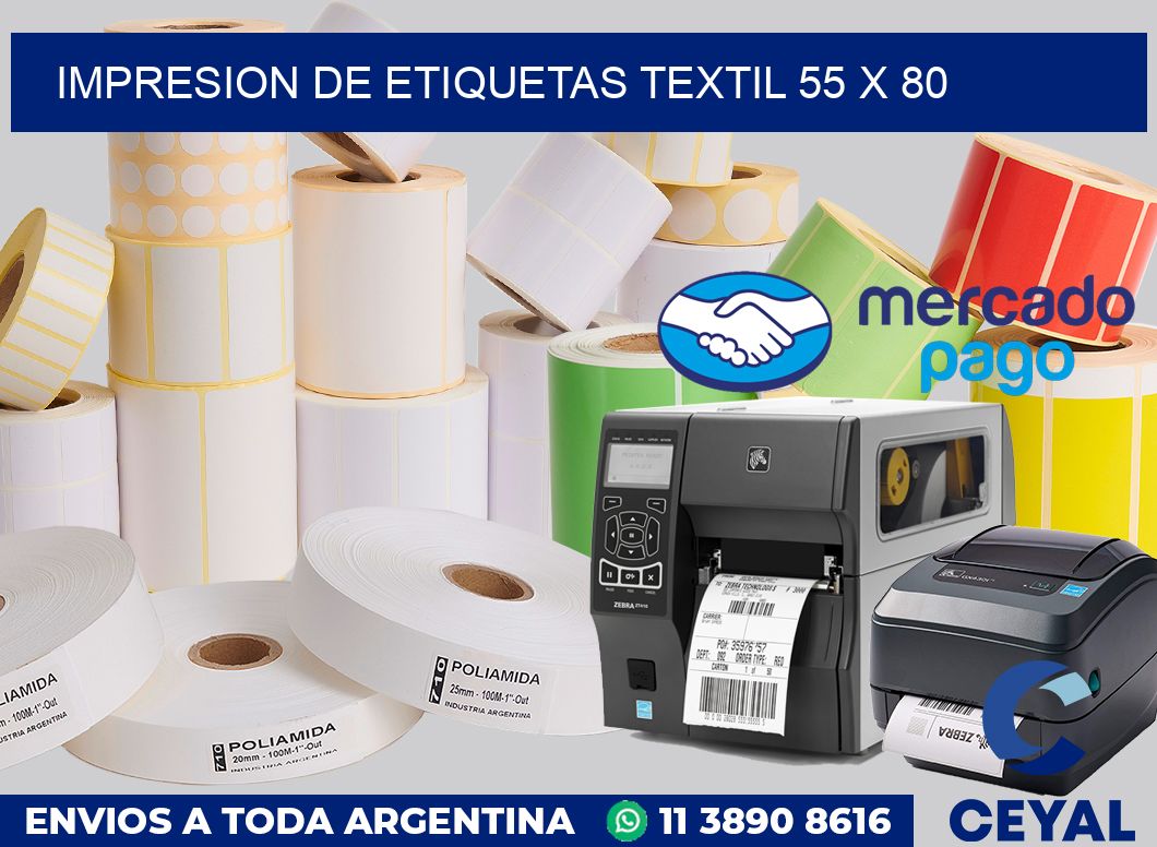Impresion de etiquetas textil 55 x 80