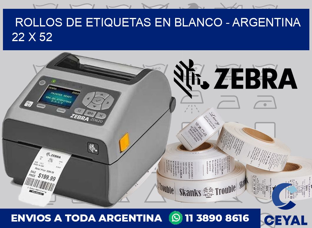 Rollos de etiquetas en blanco – Argentina 22 x 52