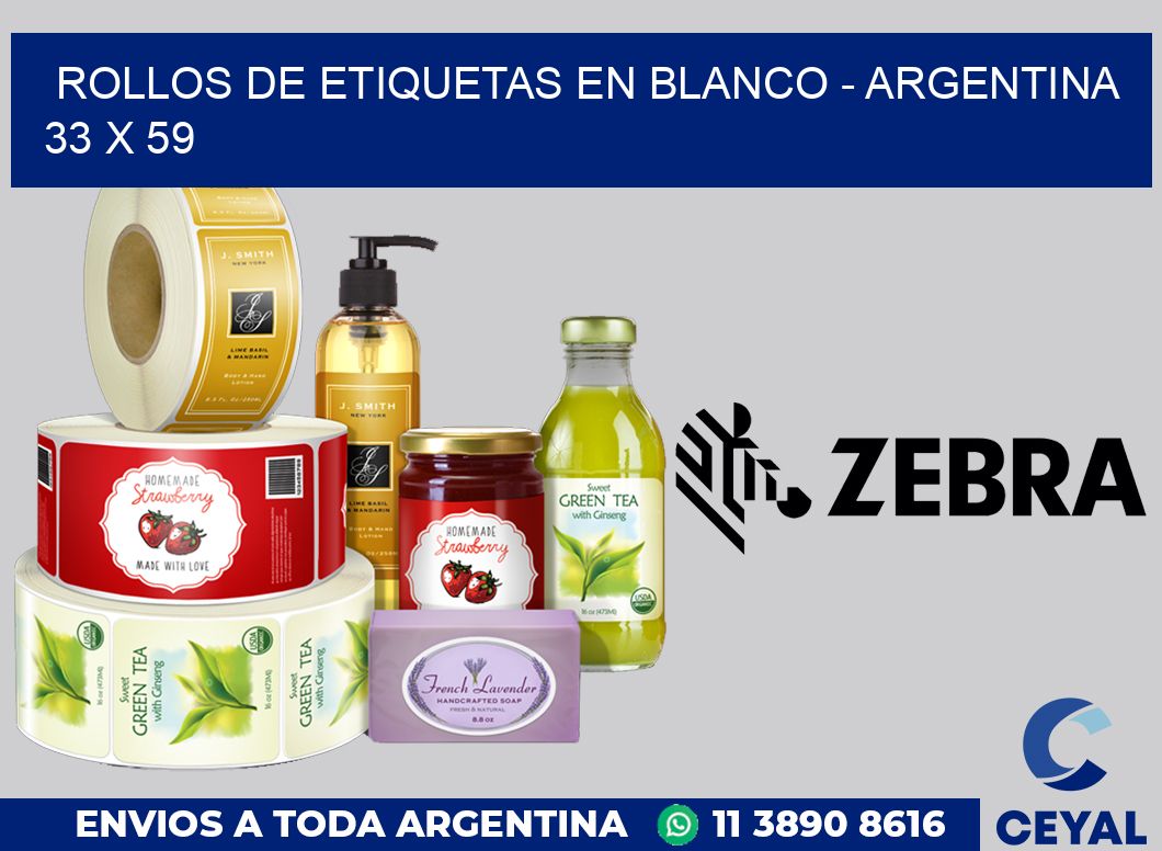 Rollos de etiquetas en blanco - Argentina 33 x 59