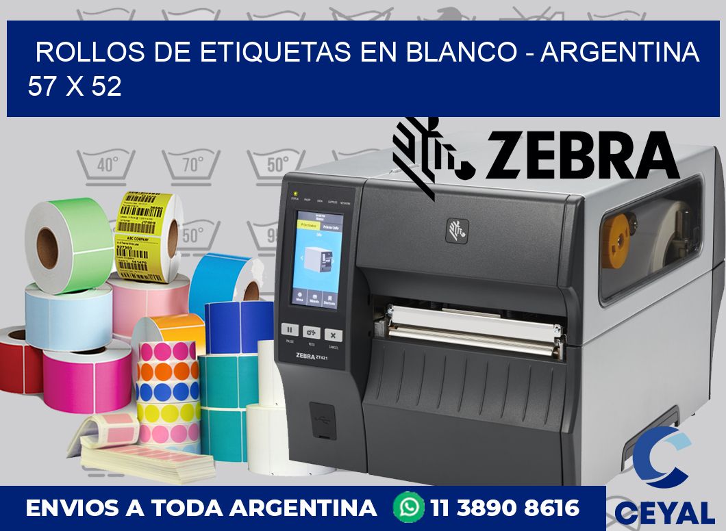 Rollos de etiquetas en blanco – Argentina 57 x 52