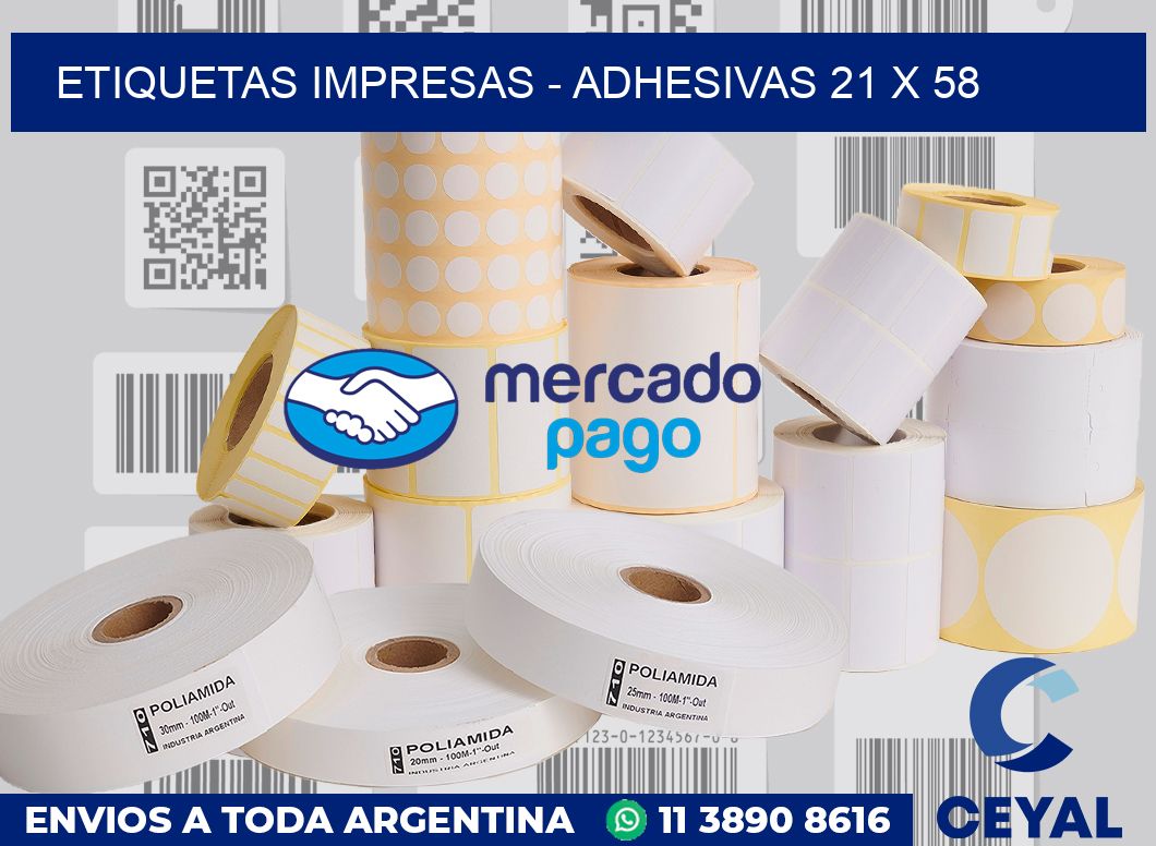etiquetas impresas - Adhesivas 21 x 58
