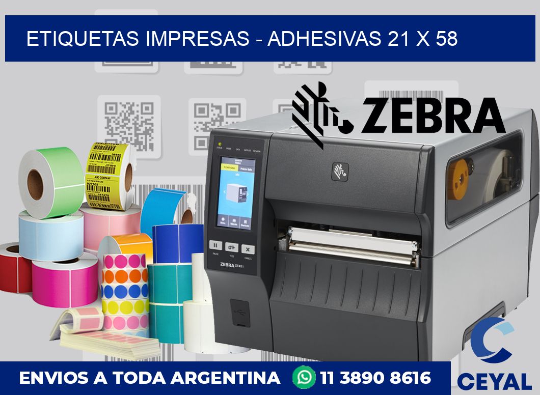 etiquetas impresas - Adhesivas 21 x 58