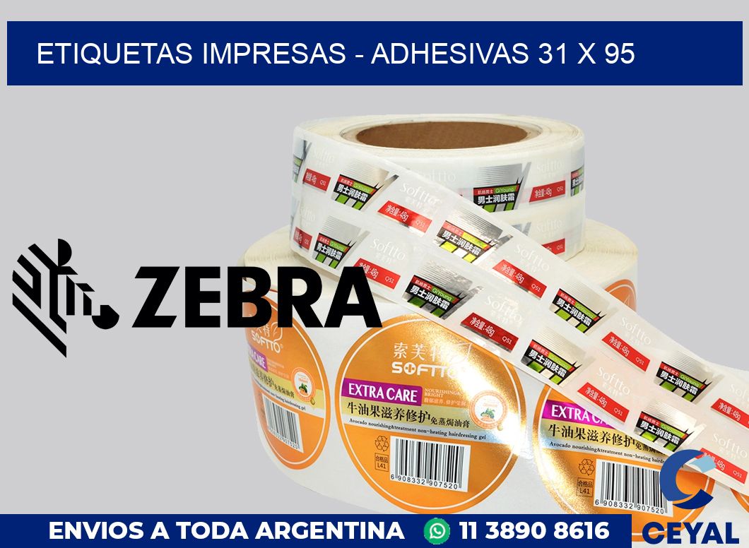 etiquetas impresas - Adhesivas 31 x 95