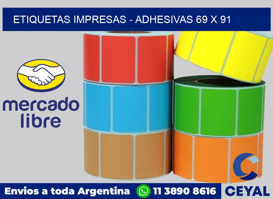 etiquetas impresas - Adhesivas 69 x 91