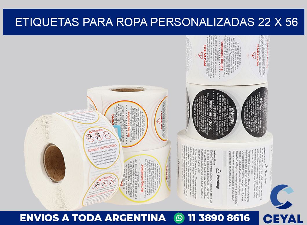 etiquetas para ropa personalizadas 22 x 56