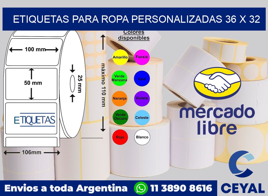 etiquetas para ropa personalizadas 36 x 32