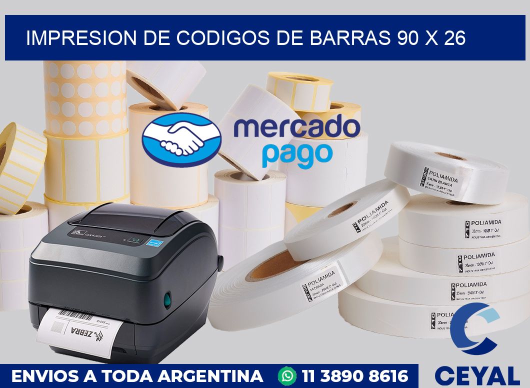 impresion de codigos de barras 90 x 26