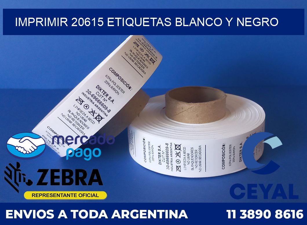 imprimir 20615 etiquetas blanco y negro