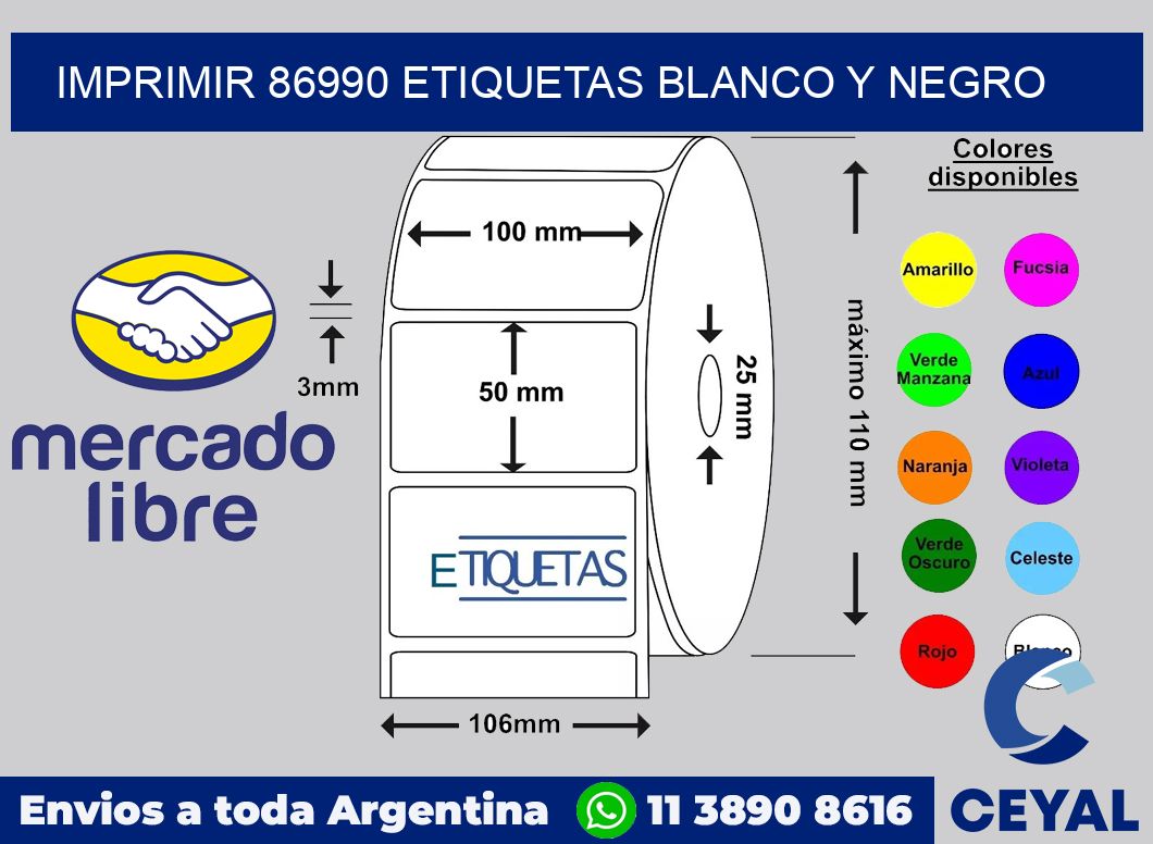 imprimir 86990 etiquetas blanco y negro