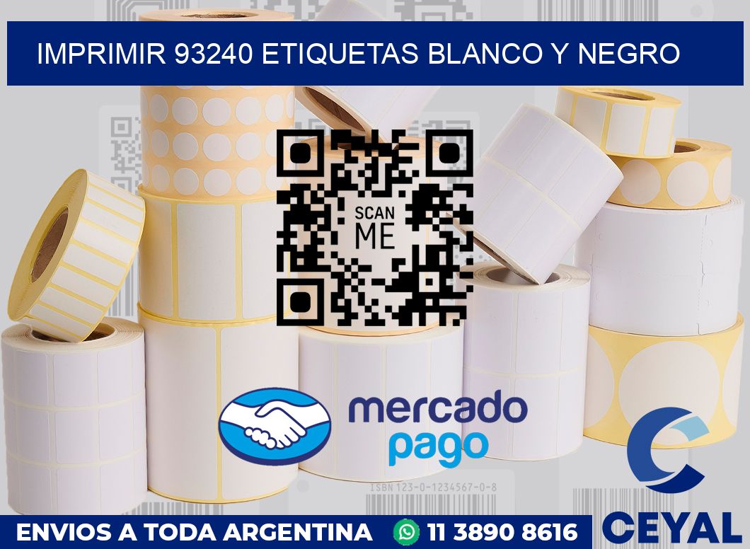 imprimir 93240 etiquetas blanco y negro