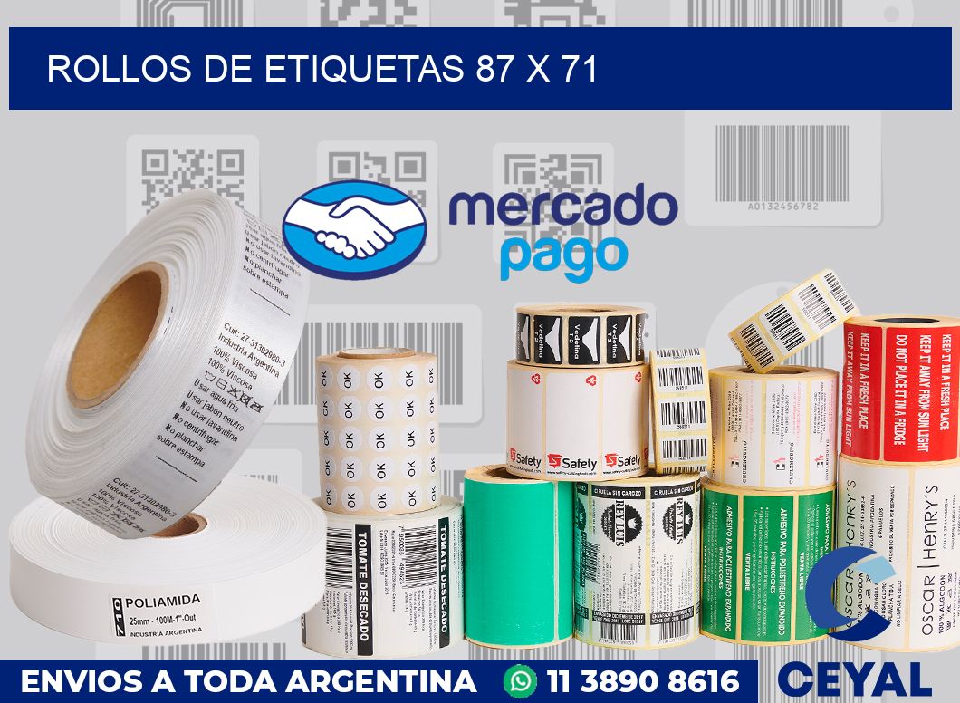 rollos de etiquetas 87 x 71