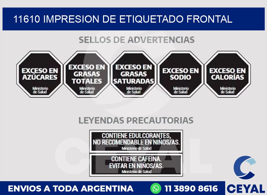 11610 IMPRESION DE ETIQUETADO FRONTAL