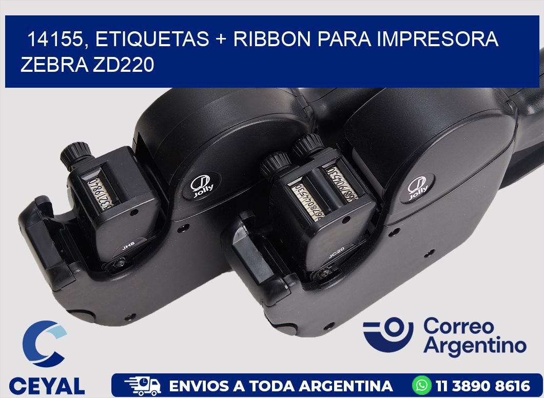 14155, etiquetas + ribbon para impresora zebra zd220