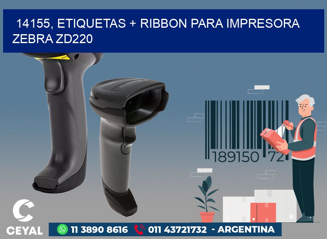 14155, etiquetas + ribbon para impresora zebra zd220
