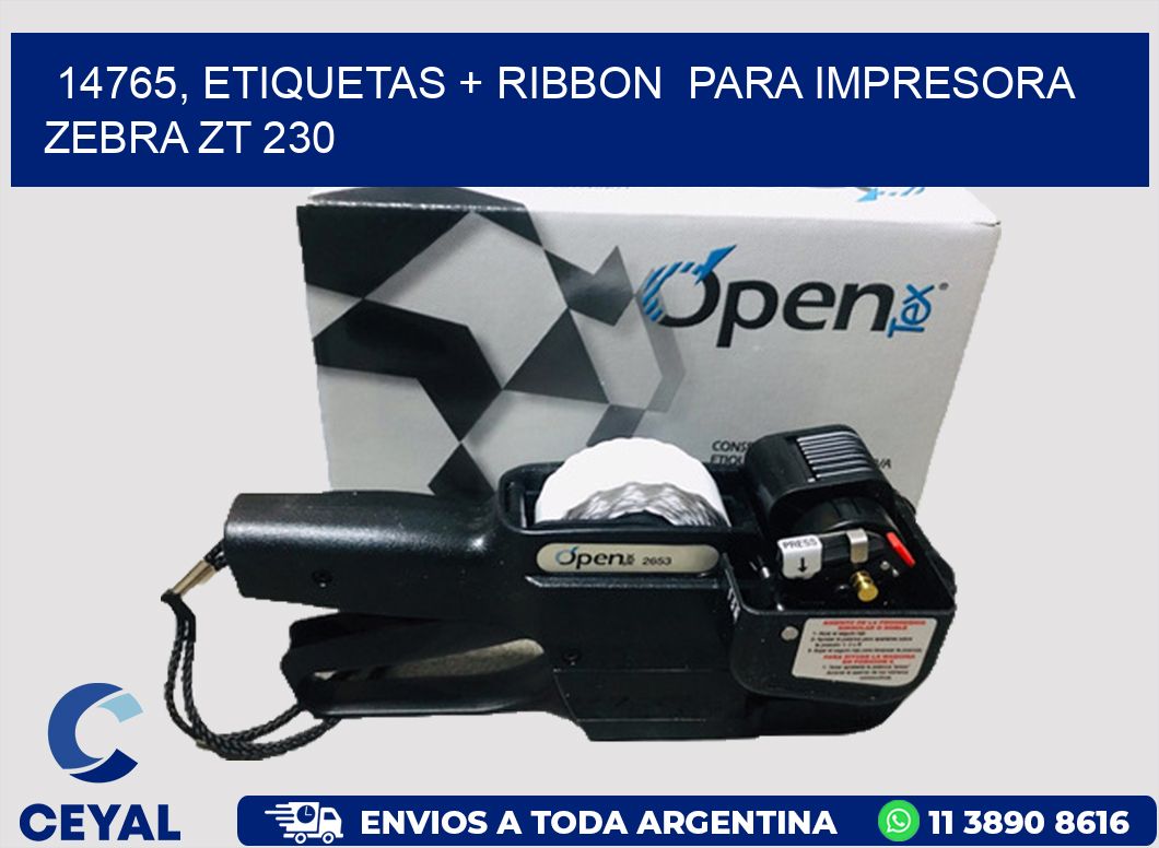 14765, etiquetas + ribbon  para impresora zebra ZT 230