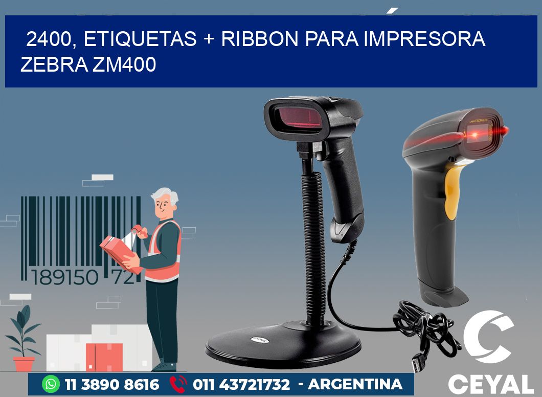 2400, etiquetas + ribbon para impresora zebra ZM400