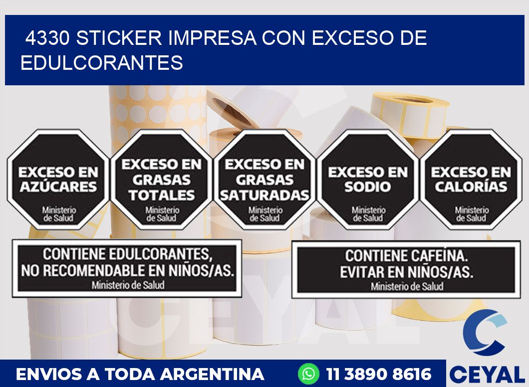 4330 STICKER IMPRESA CON EXCESO DE EDULCORANTES